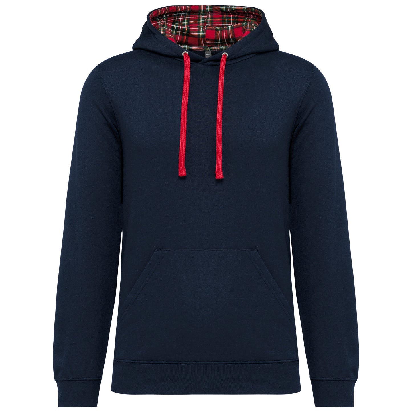 Unisex sweater met contrasterende capuchon met motief