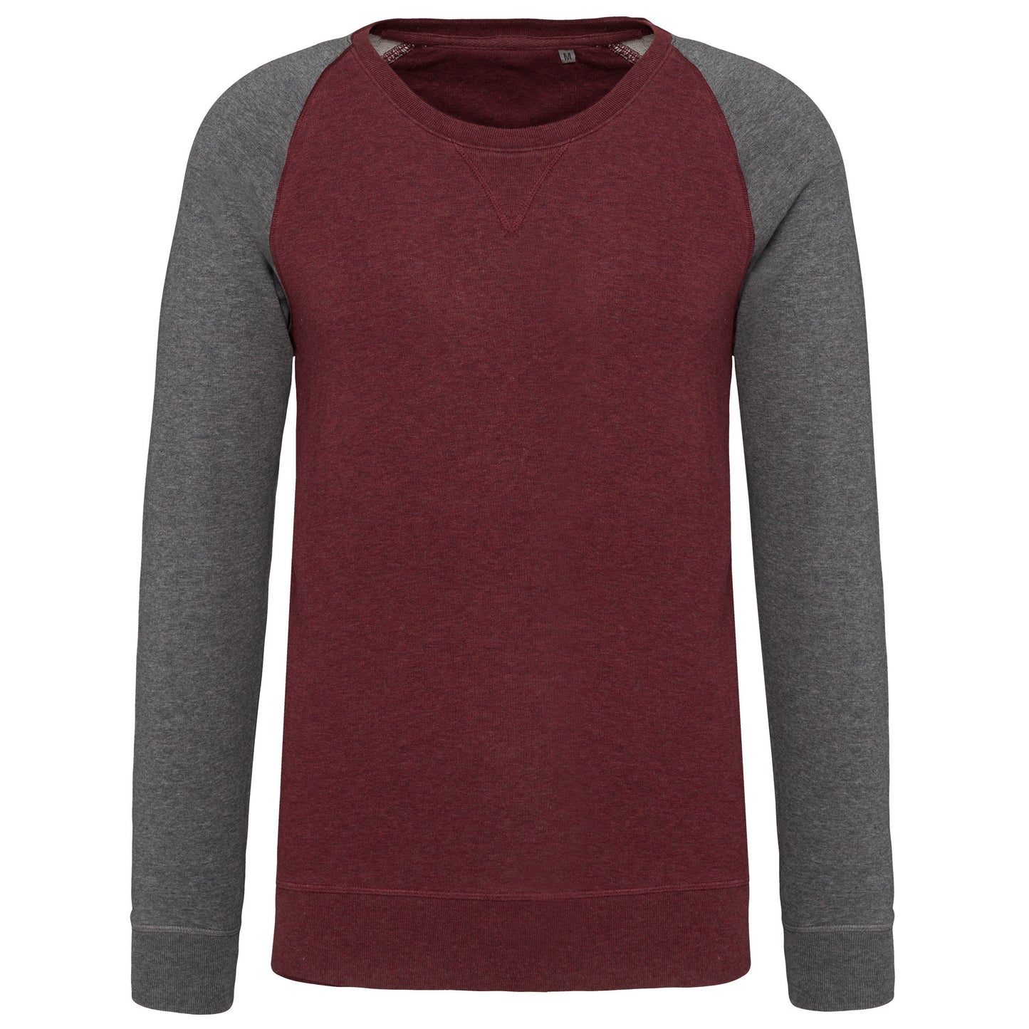 Tweekleurige herensweater BIO ronde hals raglanmouwen