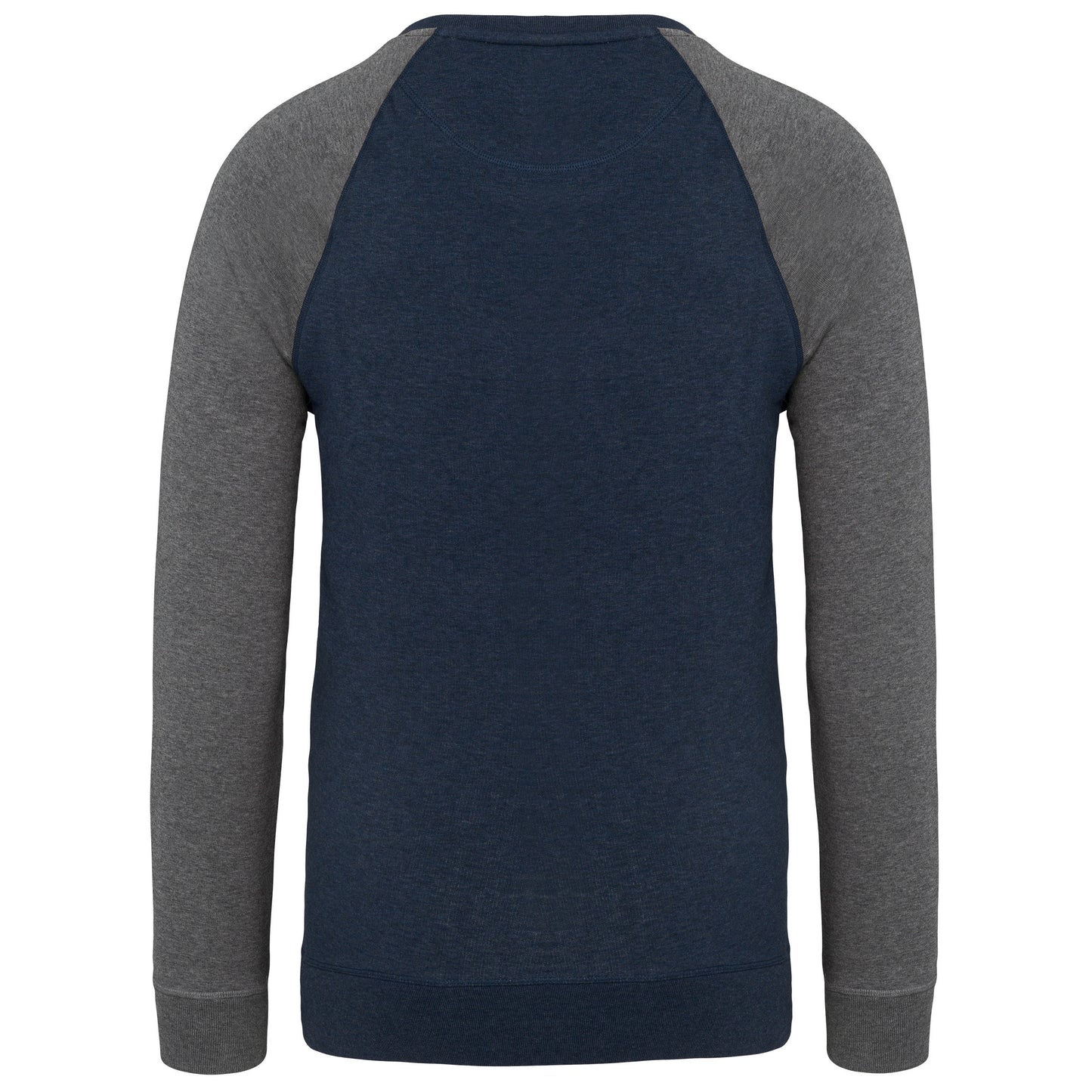 Tweekleurige herensweater BIO ronde hals raglanmouwen