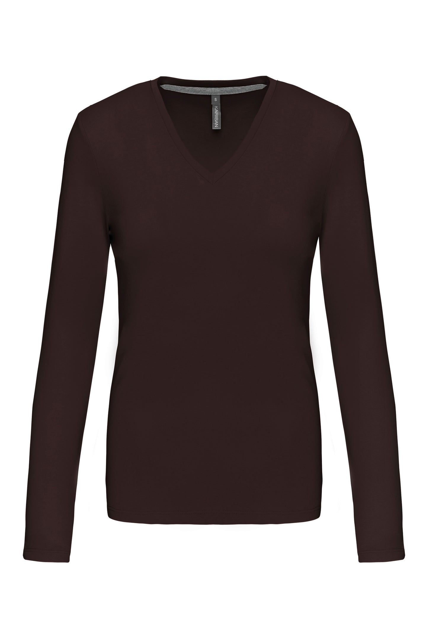 Dames t-shirt V-hals lange mouwen