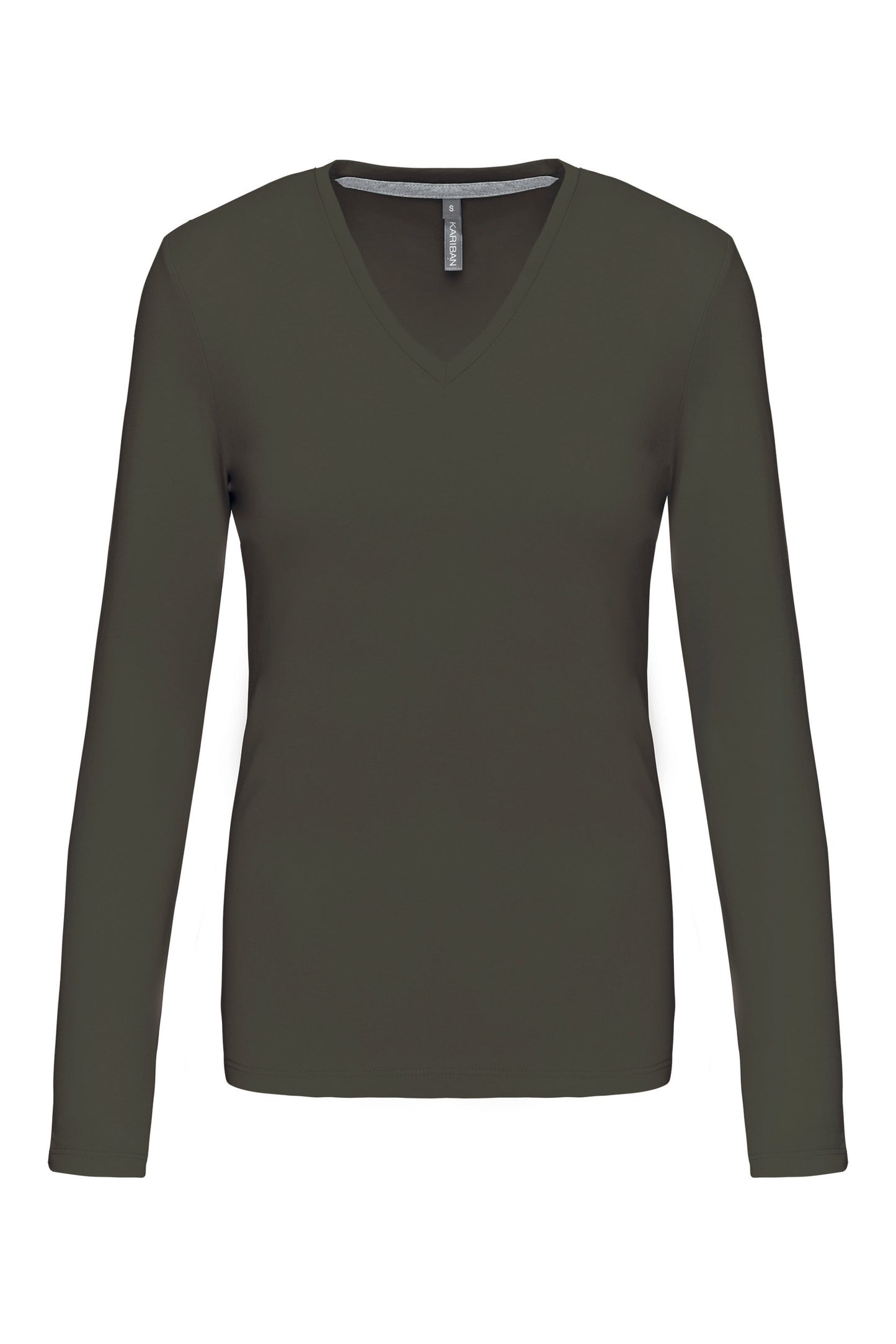 Dames t-shirt V-hals lange mouwen