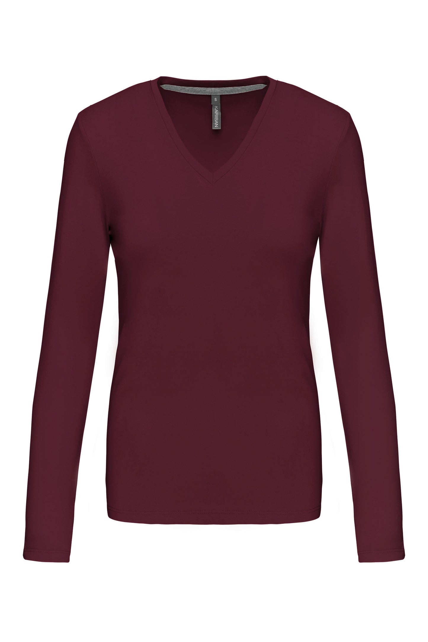 Dames t-shirt V-hals lange mouwen