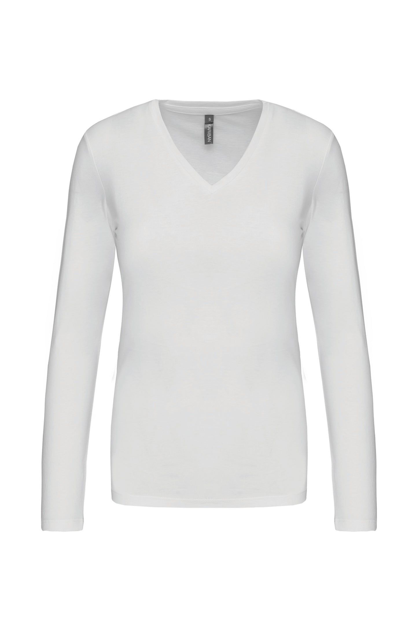 Dames t-shirt V-hals lange mouwen