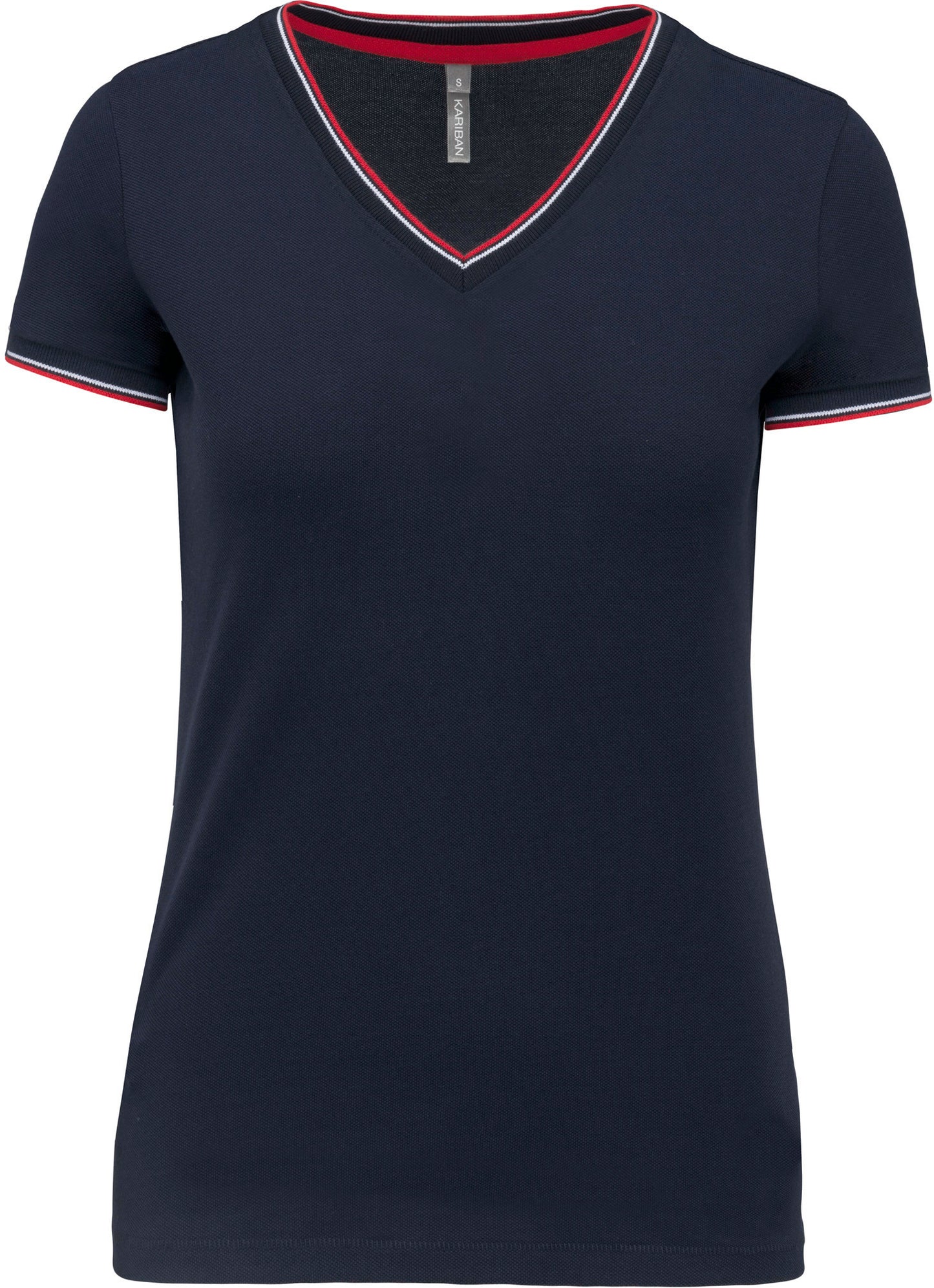 Dames-t-shirt piqué V-hals