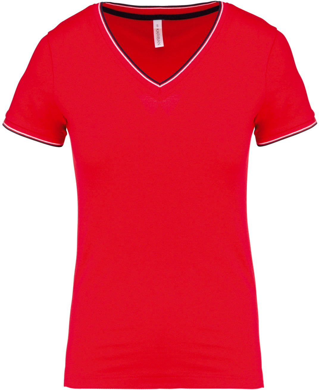 Dames-t-shirt piqué V-hals