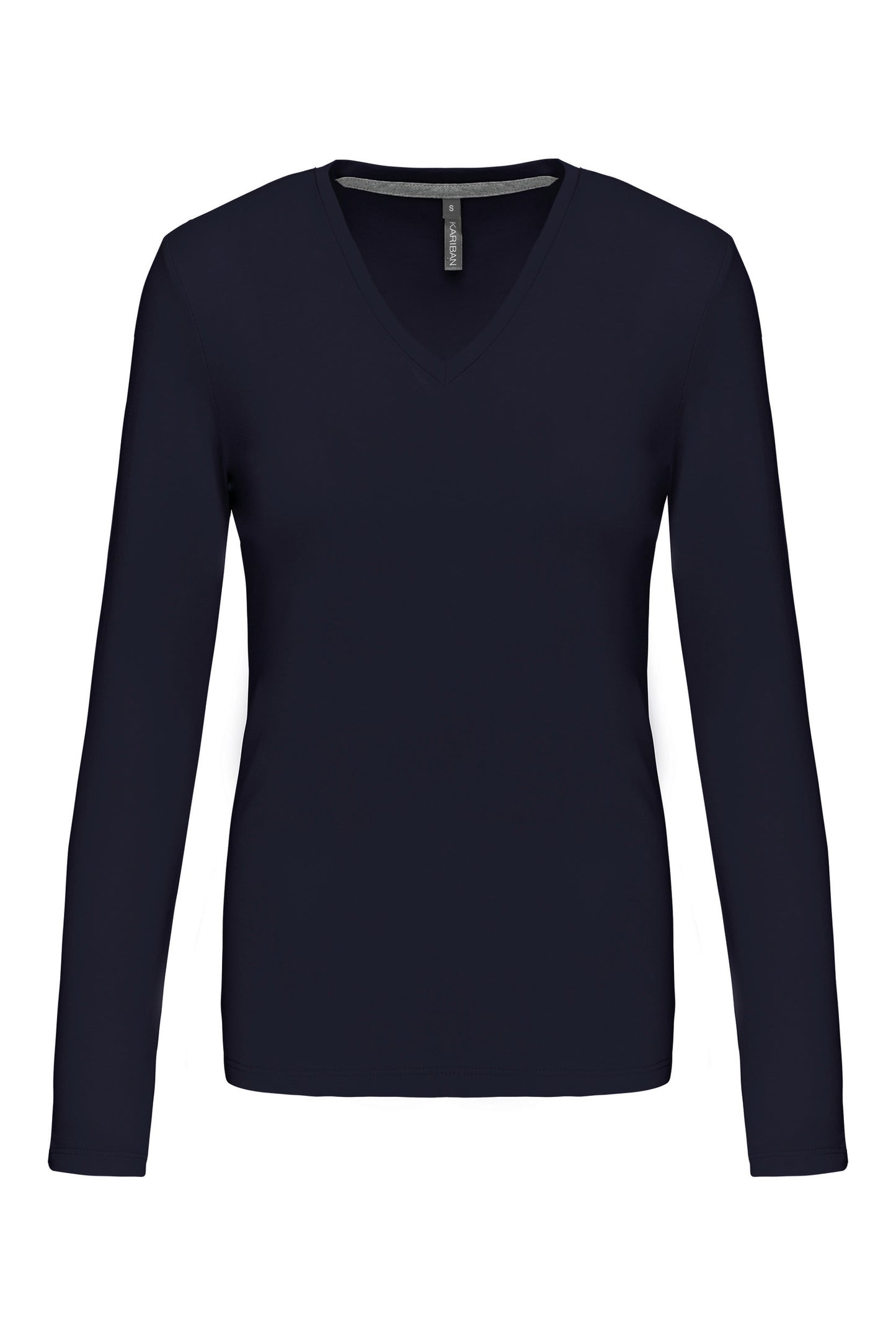 Dames t-shirt V-hals lange mouwen