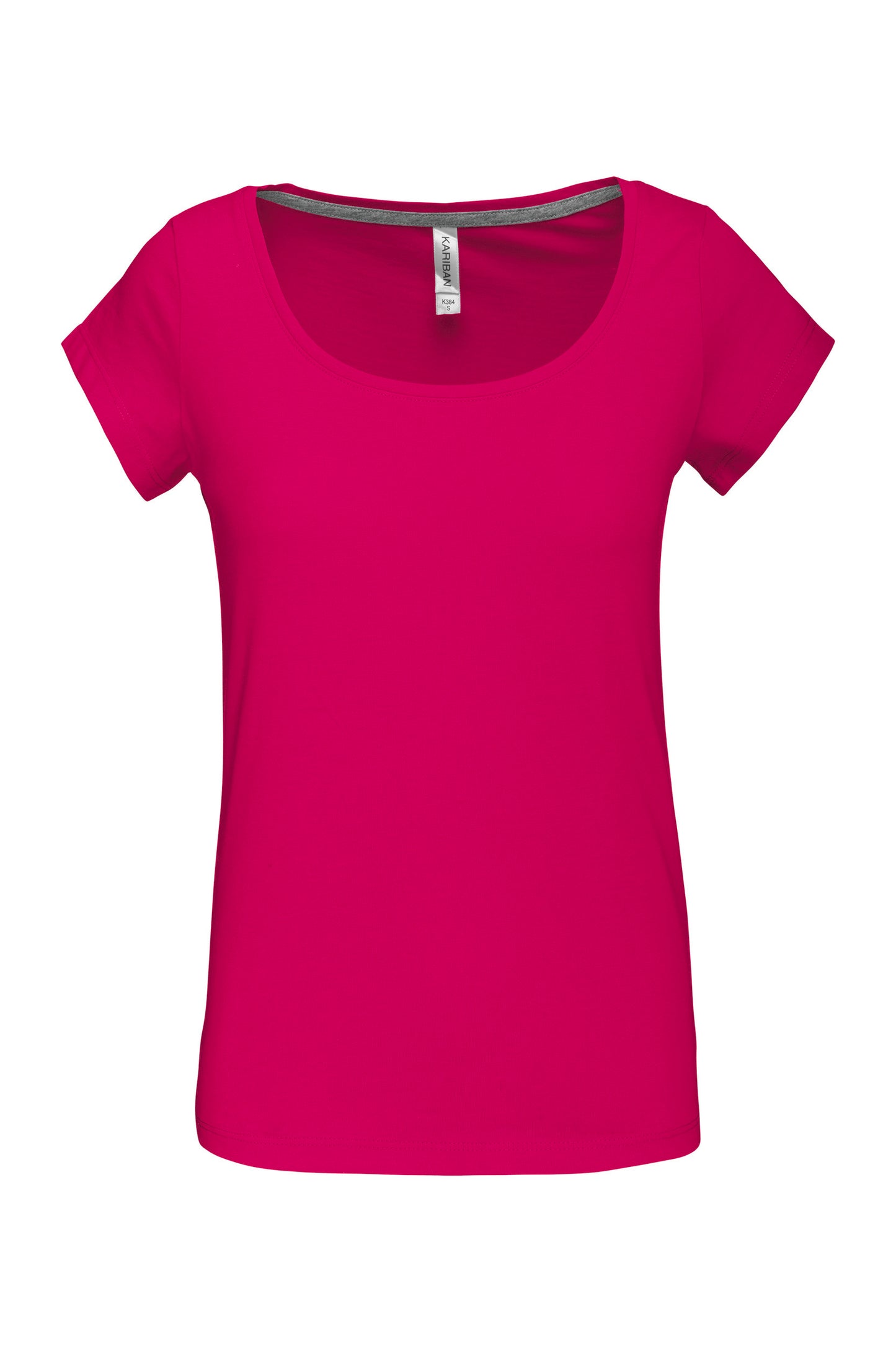 Dames-t-shirt korte mouwen met boothals