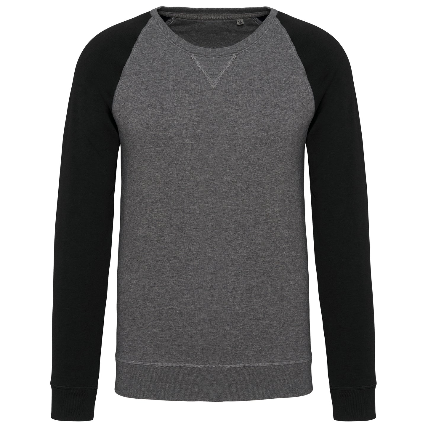 Tweekleurige herensweater BIO ronde hals raglanmouwen