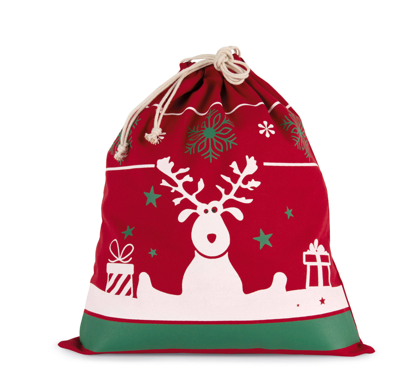 Tas met koord en kerstmotieven