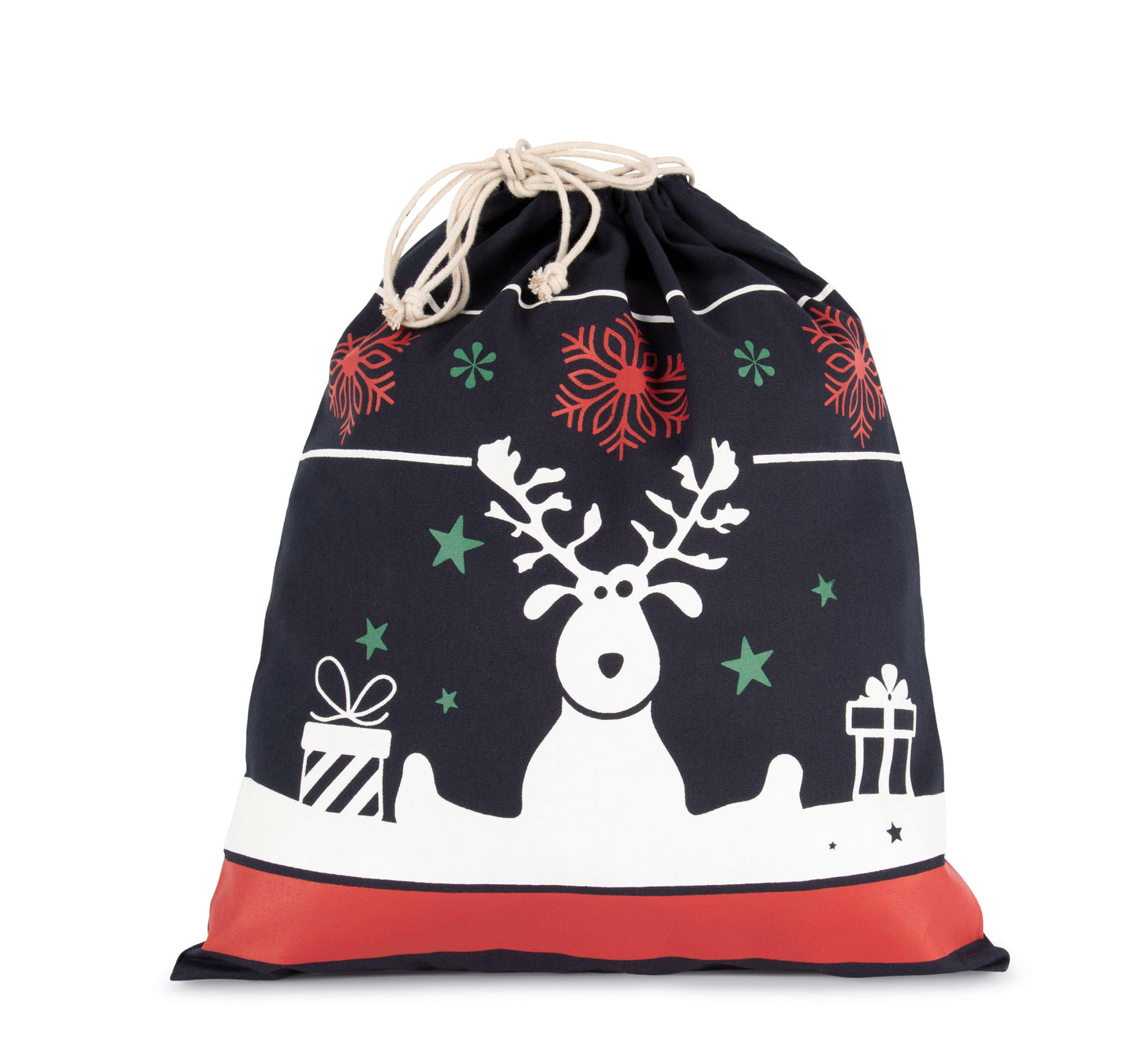 Tas met koord en kerstmotieven