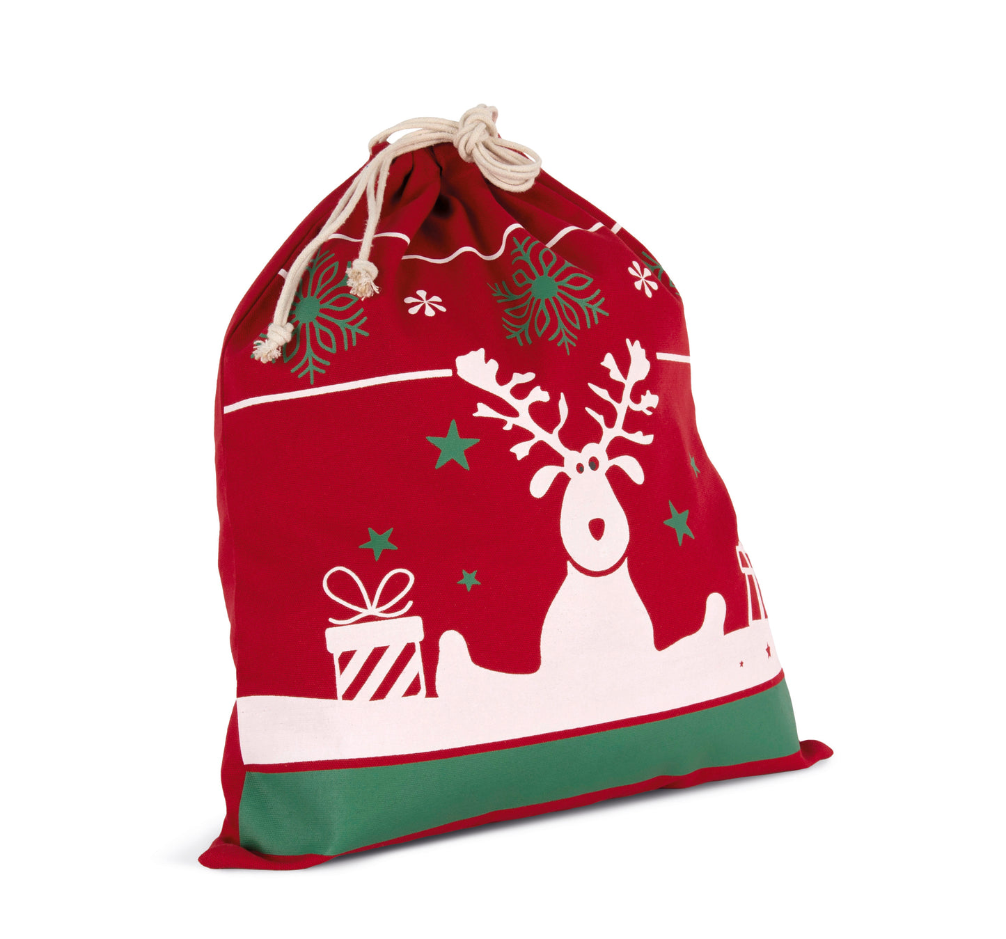 Tas met koord en kerstmotieven