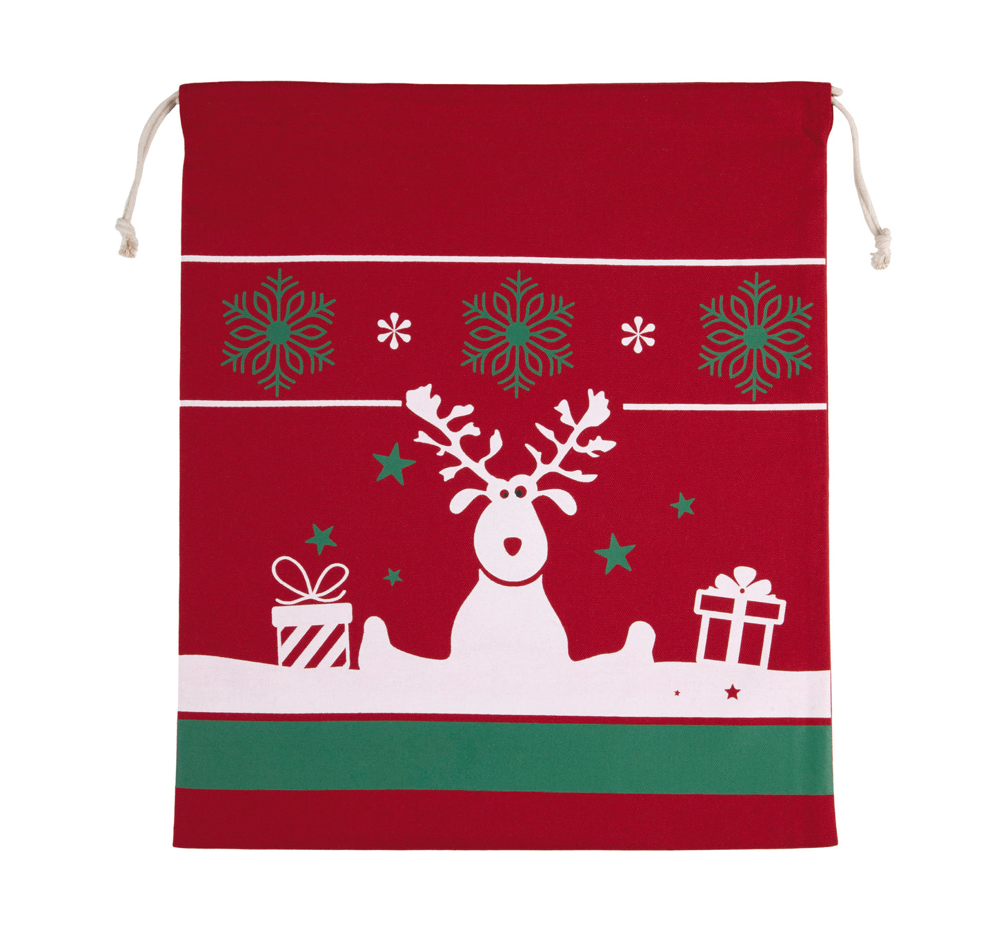 Tas met koord en kerstmotieven