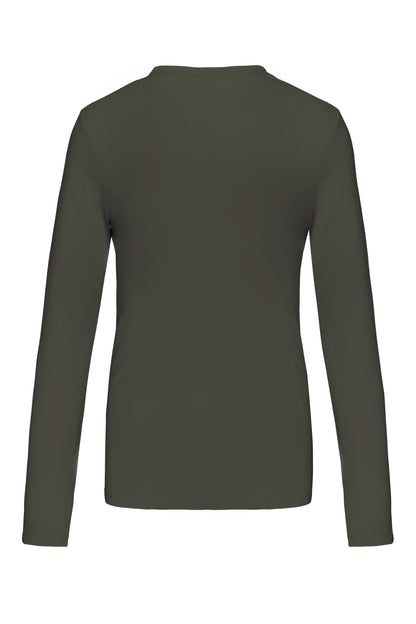 Dames t-shirt V-hals lange mouwen