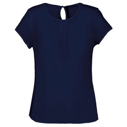 Damesblouse in crÍpe met korte mouwen