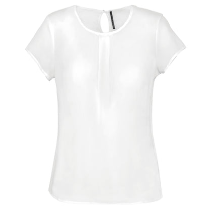 Damesblouse in crÍpe met korte mouwen
