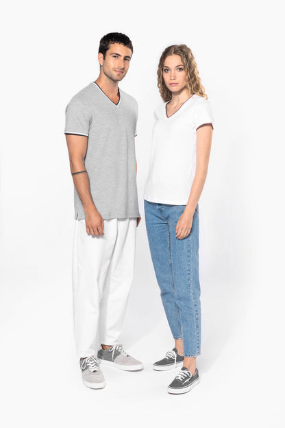Heren-t-shirt piqué V-hals