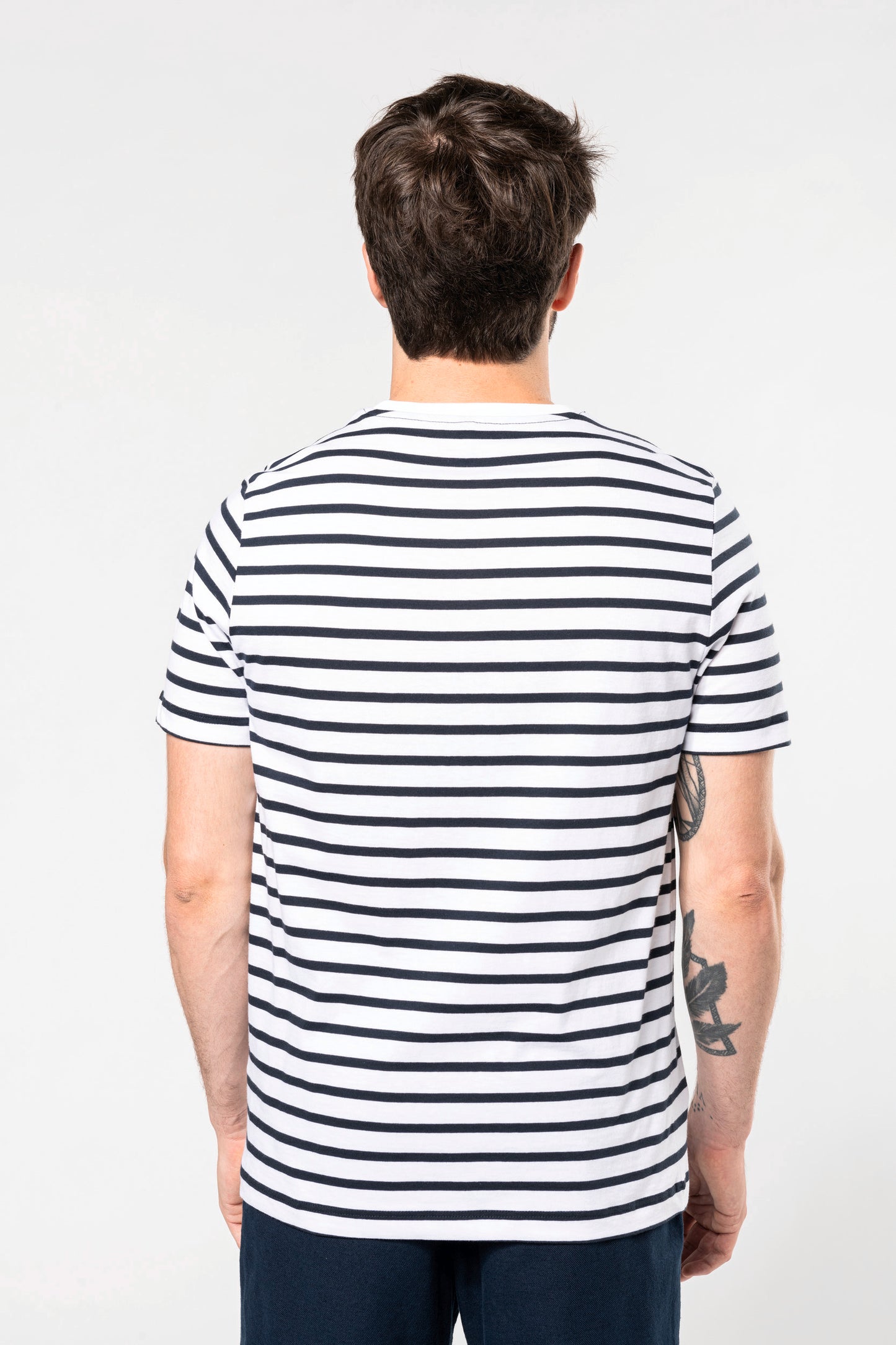 Gestreept T-shirt met zak en korte mouwen