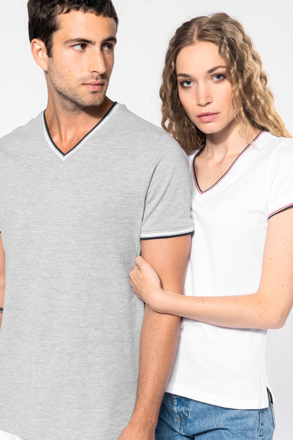 Dames-t-shirt piqué V-hals
