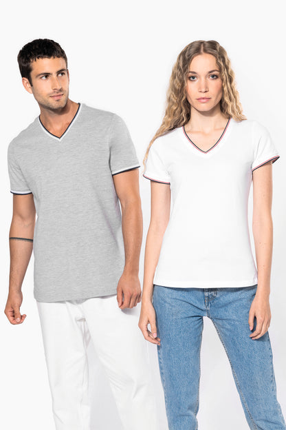Dames-t-shirt piqué V-hals