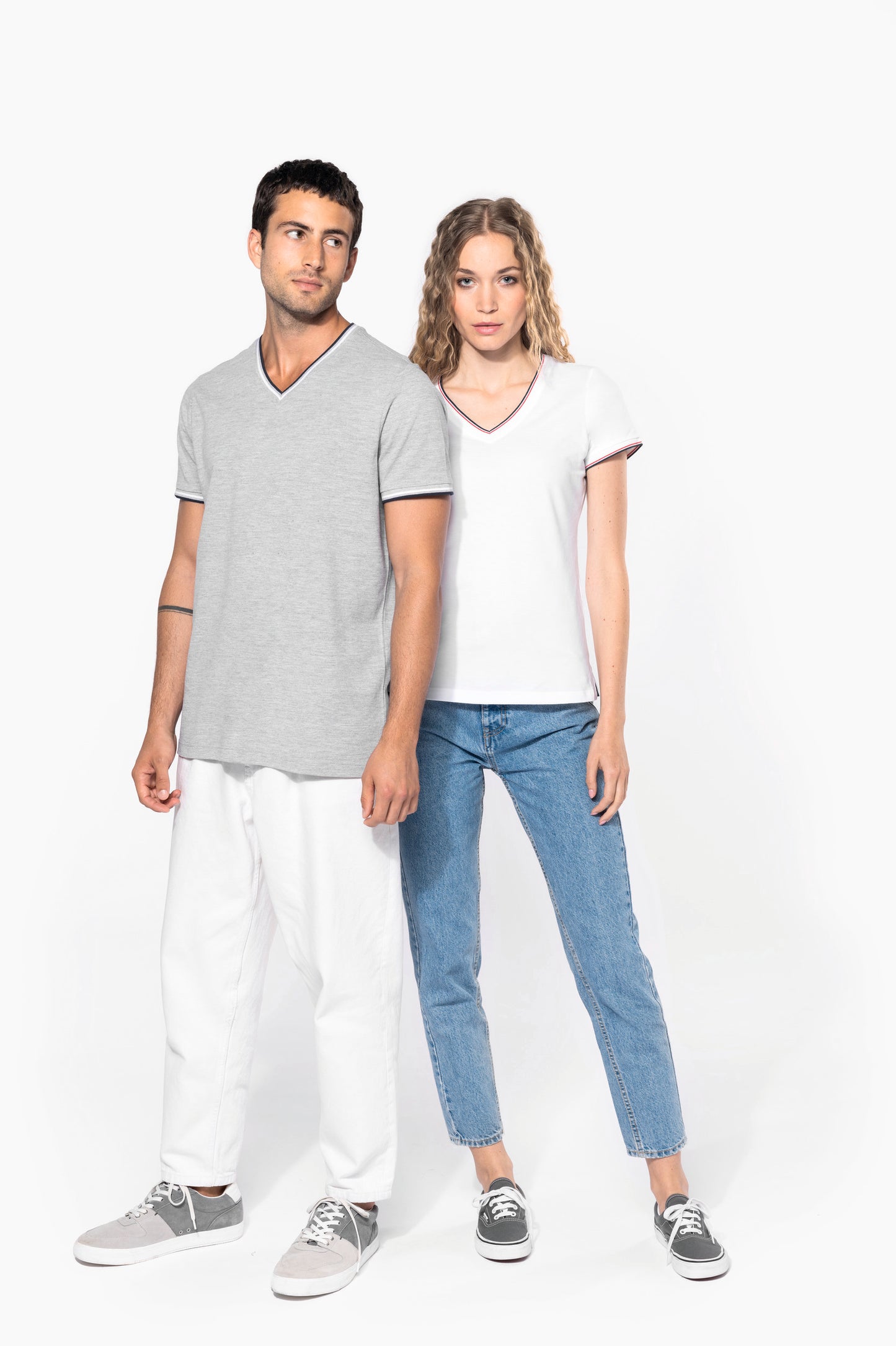 Dames-t-shirt piqué V-hals
