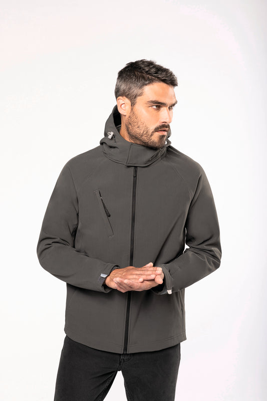 Heren softshell jas met afneembare capuchon