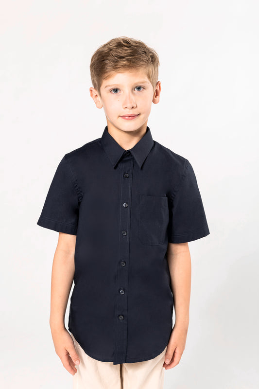 Kinder poplin overhemd korte mouwen