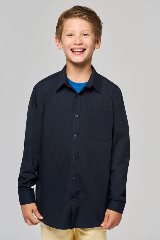 Kinder poplin overhemd lange mouwen