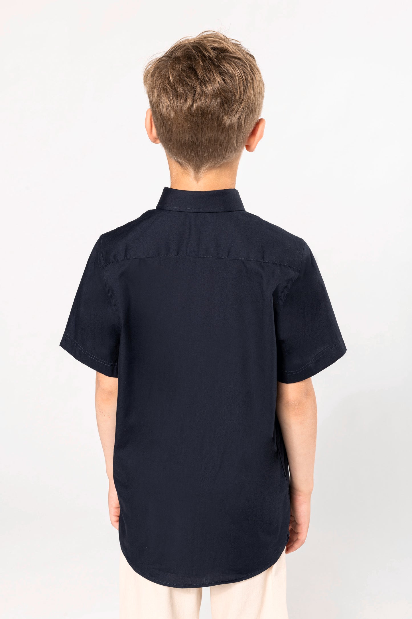 Kinder poplin overhemd korte mouwen