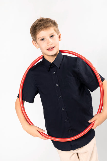 Kinder poplin overhemd korte mouwen