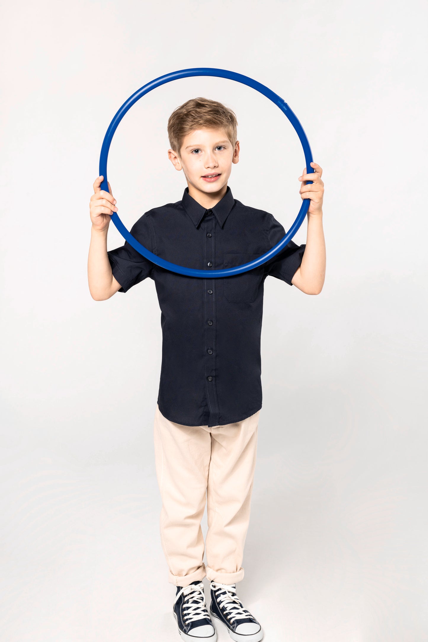 Kinder poplin overhemd korte mouwen
