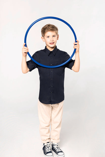 Kinder poplin overhemd korte mouwen