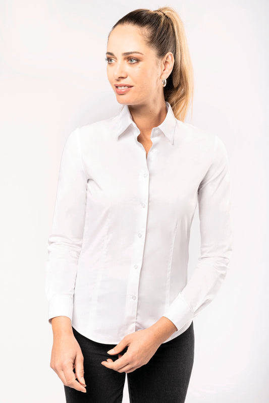 Dames stretch blouse lange mouwen