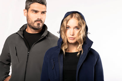 Dames softshell jas met afneembare capuchon