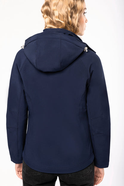 Dames softshell jas met afneembare capuchon