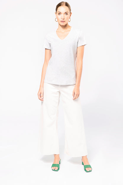 Dames T-shirt V-hals Korte Mouwen