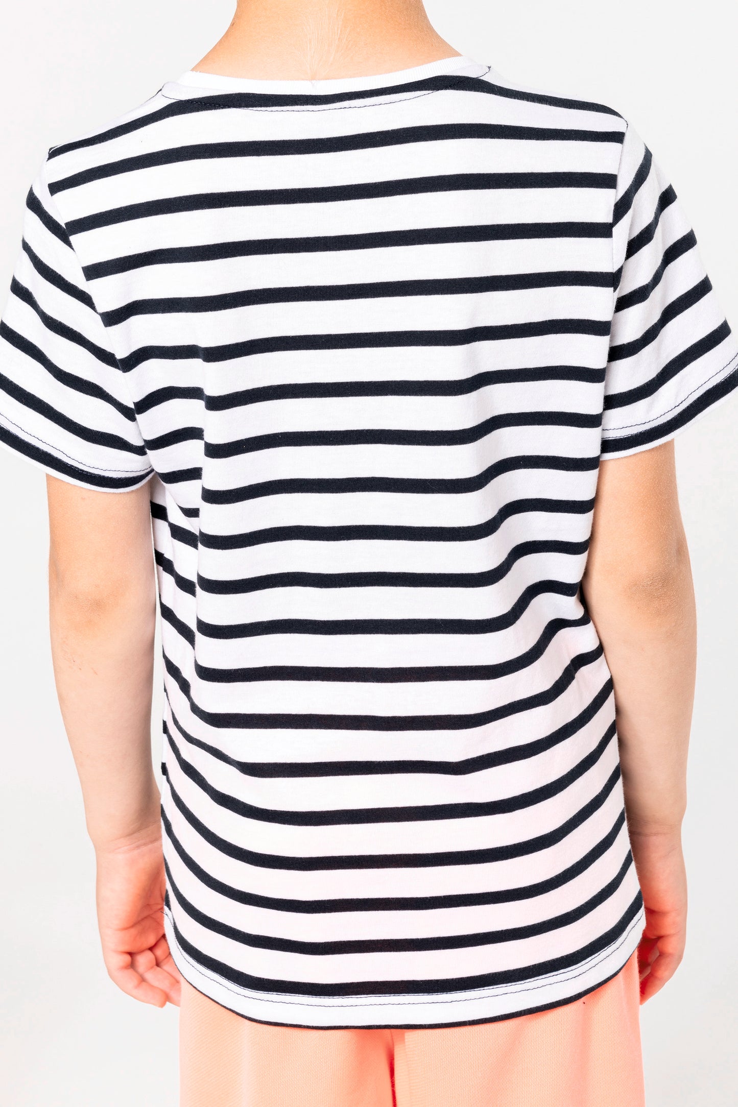 Gestreept T-shirt met zak en korte mouwen kids