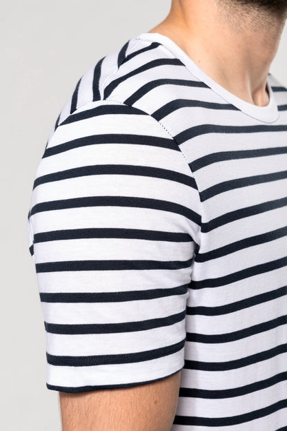 Gestreept T-shirt met zak en korte mouwen