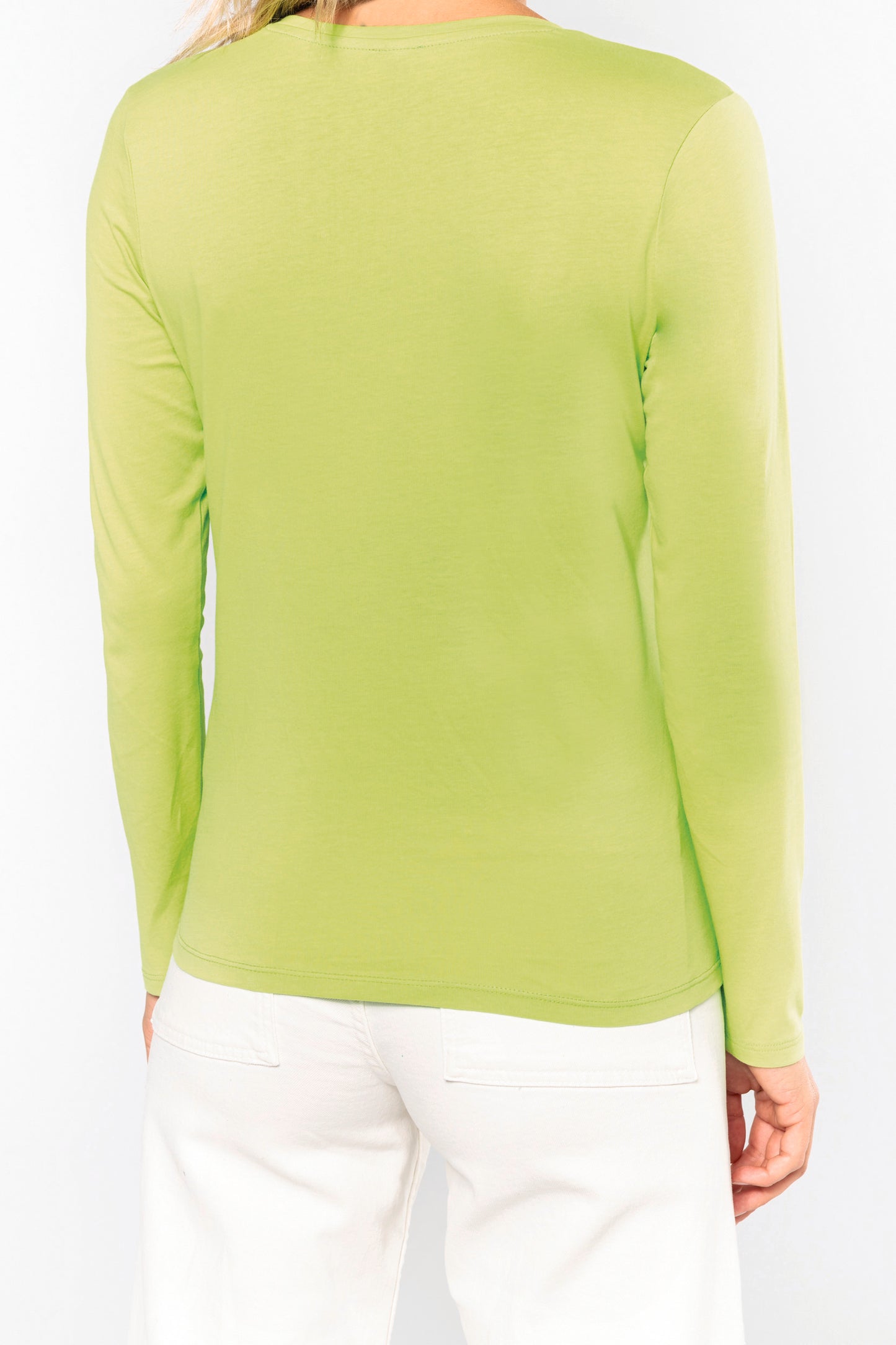 Dames t-shirt V-hals lange mouwen