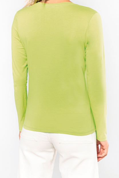 Dames t-shirt V-hals lange mouwen