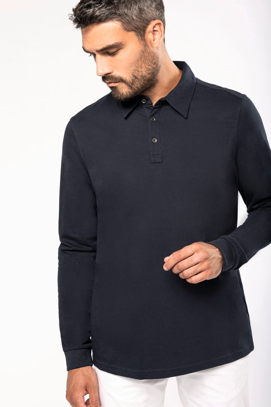 Herenpolo lange mouwen van jersey