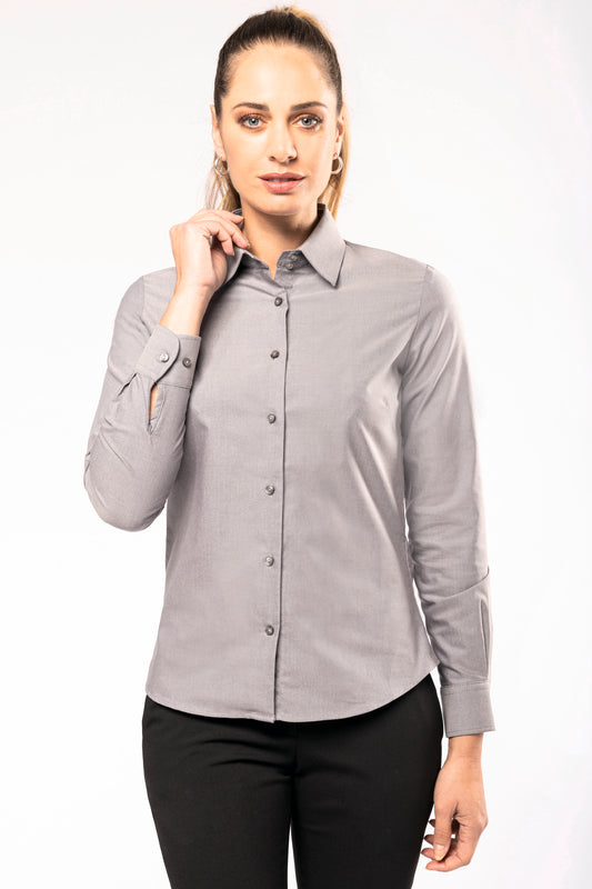 Dames oxford blouse lange mouwen