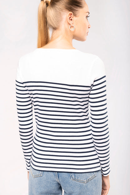 Gestreept dames-t-shirt lange mouwen