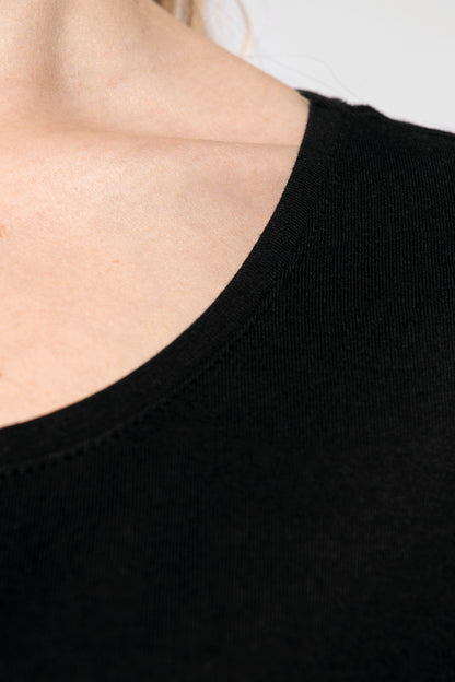 Dames-t-shirt korte mouwen met boothals