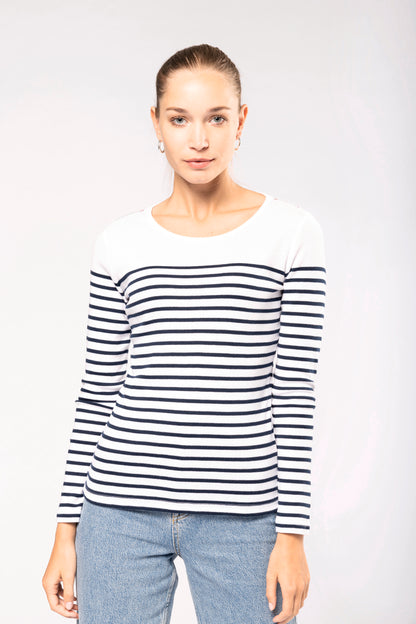 Gestreept dames-t-shirt lange mouwen