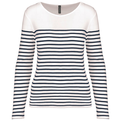 Gestreept dames-t-shirt lange mouwen