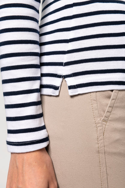 Gestreept dames-t-shirt lange mouwen