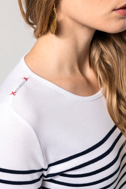 Gestreept dames-t-shirt lange mouwen