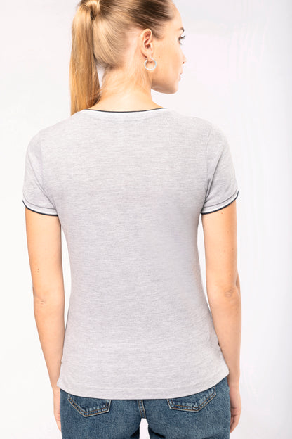 Dames-t-shirt piqué V-hals