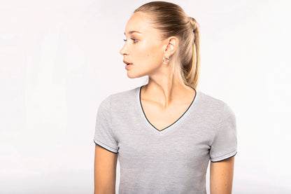 Dames-t-shirt piqué V-hals