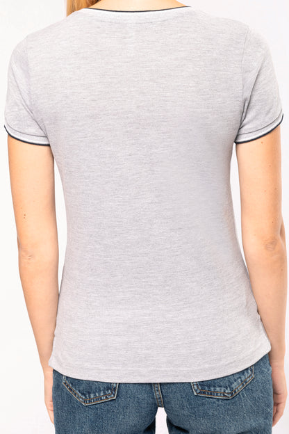 Dames-t-shirt piqué V-hals